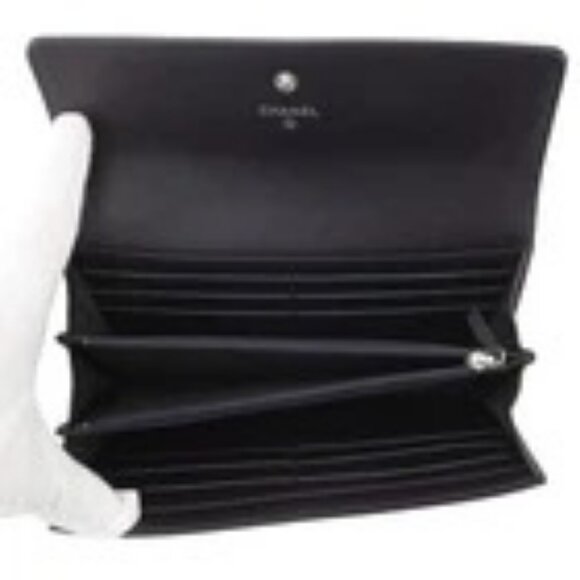 CHANEL CC Logo Long Flap Wallet Calfskin Purple - Picture 7 of 16